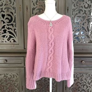 M. Patmos 100% cashmere lavender chunky knit sweater M